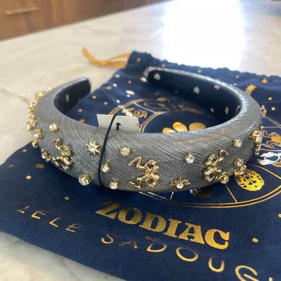 Lele Sadoughi Zodiac Gemini Alice Headband in Pewter Gray - Picture 2 of 10